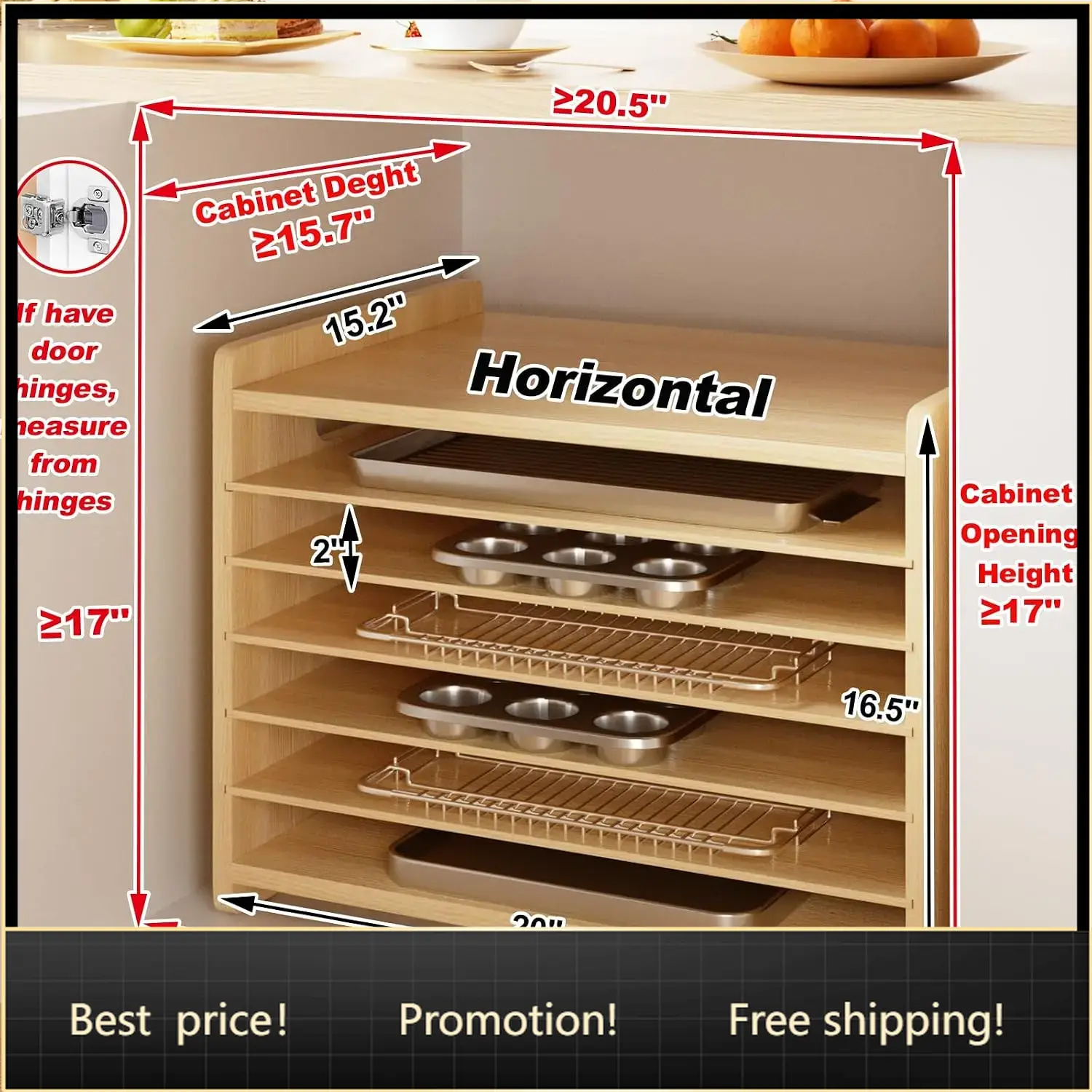 Kitchen Cabinet Baking Organizer - 7-poziomowy drewniany organizer do szafek, organizer