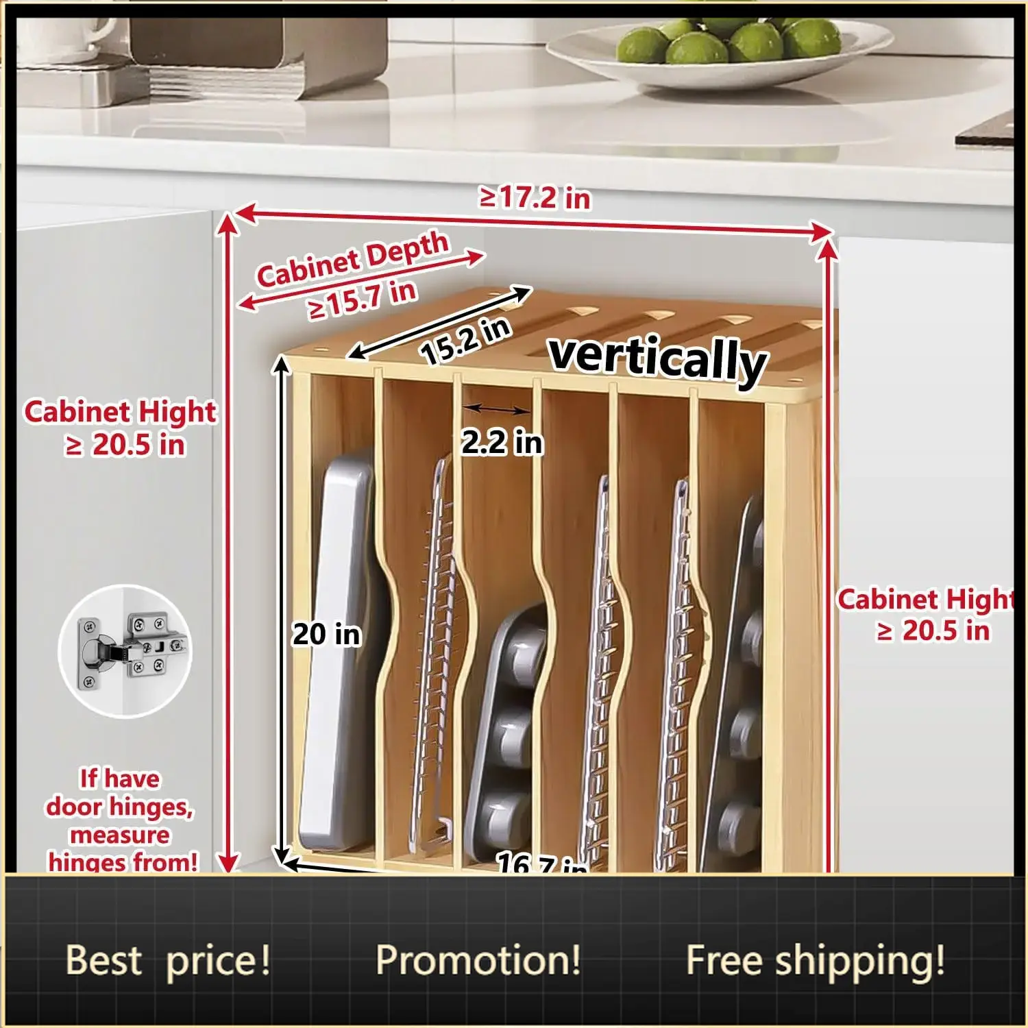 Kitchen Cabinet Baking Organizer - Drewniane przegródki do szafek, organizer na