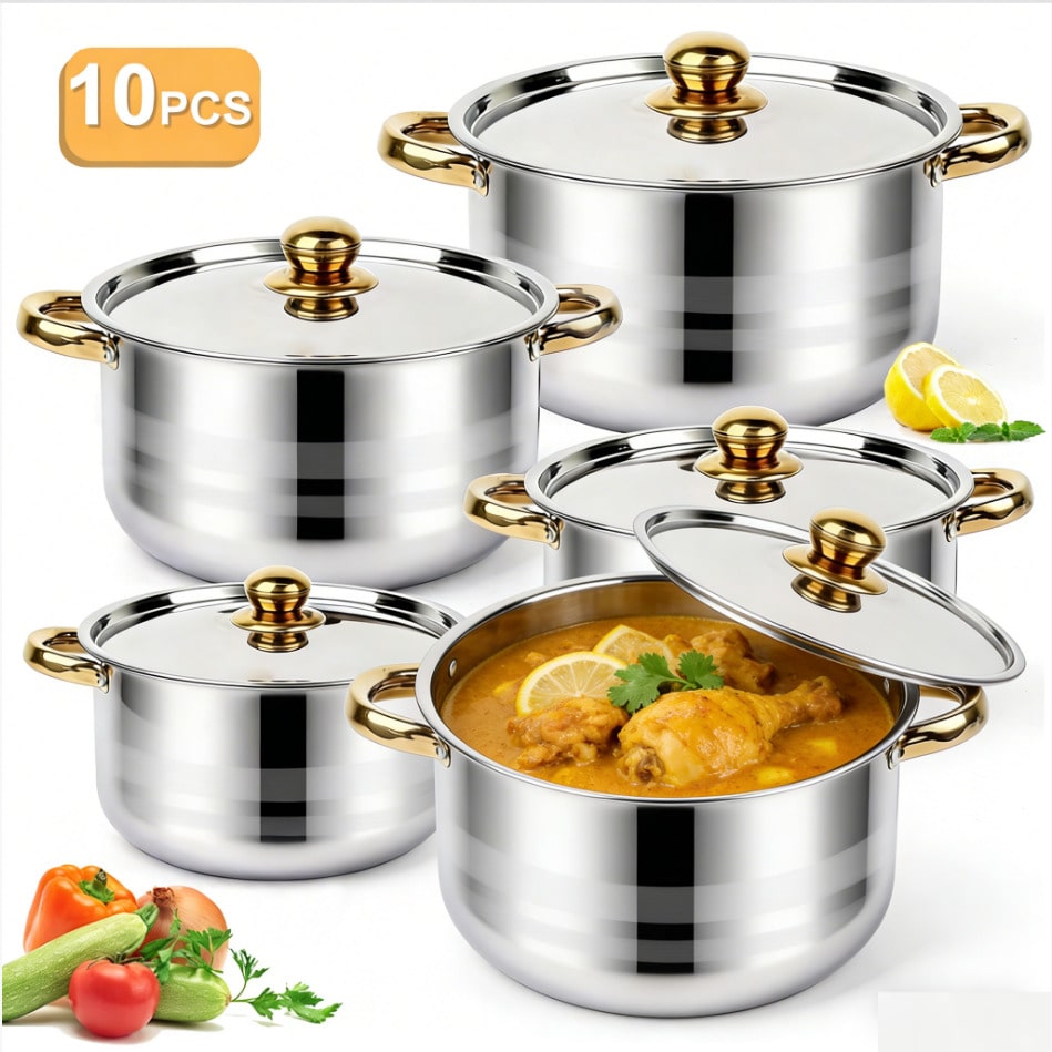 Kitchen Baking Kit - Zestaw garnków ze stali nierdzewnej, nowoczesny