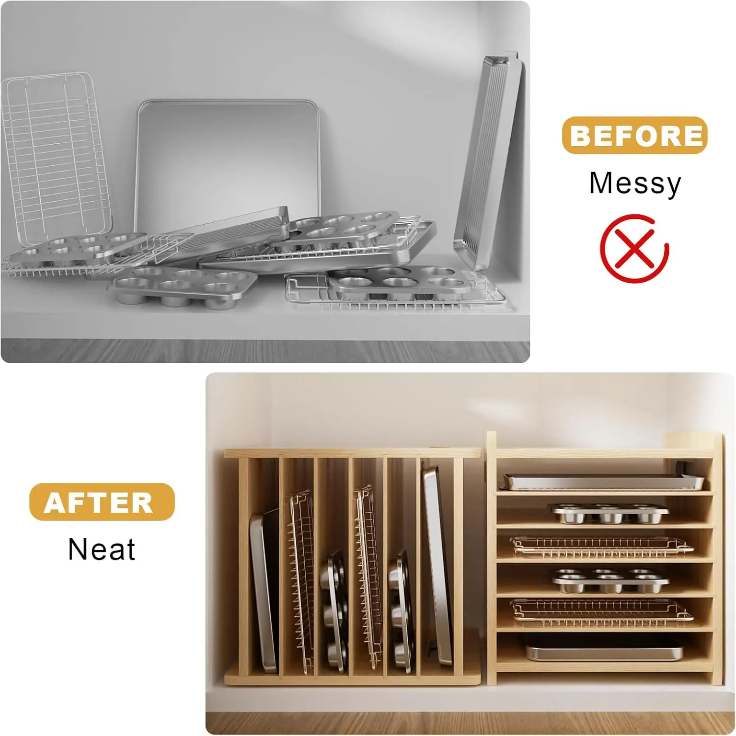 7-poziomowy drewniany organize – Kitchen Cabinet Baking Organizer recenzja i cena