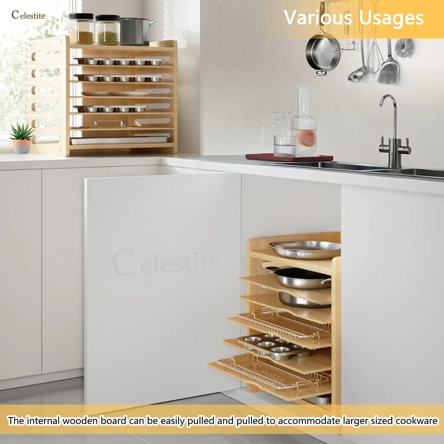Drewniane przegródki do szafek – Kitchen Cabinet Baking Organizer recenzja i cena